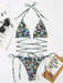 Floral Fantasy Lace-Up Bikini Set - Colorful Floral Print Swimsuit