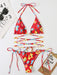 Tropical Paradise Lace-Up Bikini Set - Colorful Floral Print Swimsuit