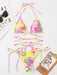 Floral Fantasy Lace-Up Bikini Set - Colorful Floral Print Swimsuit