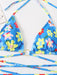 Tropical Paradise Lace-Up Bikini Set - Colorful Floral Print Swimsuit