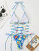 Floral Fantasy Lace-Up Bikini Set - Colorful Floral Print Swimsuit