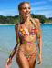 Floral Fantasy Lace-Up Bikini Set - Colorful Floral Print Swimsuit