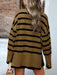 Vibrant Striped Knit Sweater with Round Neck - Women's Autumn-Winter Fashion