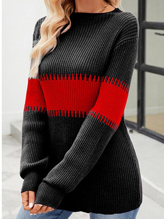 Chic Color Block Turtleneck Sweater - Essential Winter Wardrobe Staple for Women