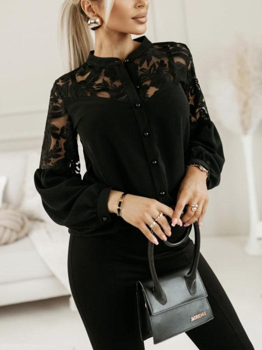 Elegant Lace-Accented Women's Blouse for Every Occasion