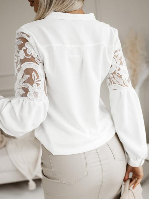 Elegant Lace-Accented Women's Blouse for Every Occasion