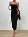 Elegant Solid Color Suspender Dress with Long Sleeves for Stylish Women
