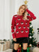 Festive Holiday Season Women's Patterned Knit Sweater with Long Sleeves