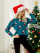 Festive Holiday Season Women's Patterned Knit Sweater with Long Sleeves