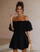 Chic One-Shoulder Boho Mini Dress with Comfortable Elastic Waistband