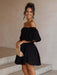 Chic One-Shoulder Boho Mini Dress with Comfortable Elastic Waistband