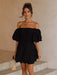 Chic One-Shoulder Boho Mini Dress with Comfortable Elastic Waistband