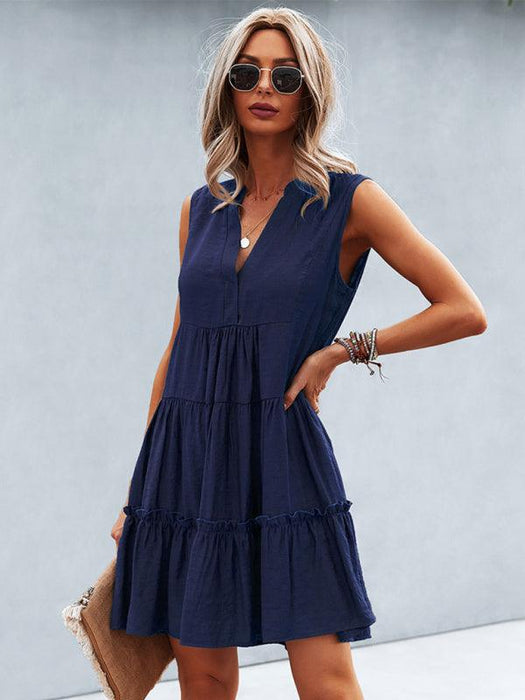 Elegant Sleeveless V-Neck Dress for Effortless Style