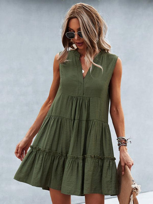 Elegant Sleeveless V-Neck Dress for Effortless Style