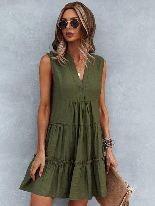 Elegant Sleeveless V-Neck Dress for Effortless Style