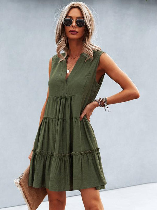 Elegant Sleeveless V-Neck Dress for Effortless Style