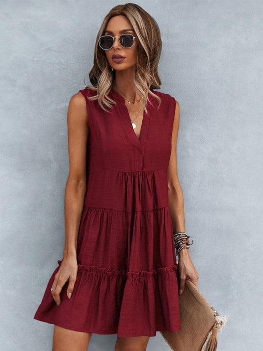 Elegant Sleeveless V-Neck Dress for Effortless Style