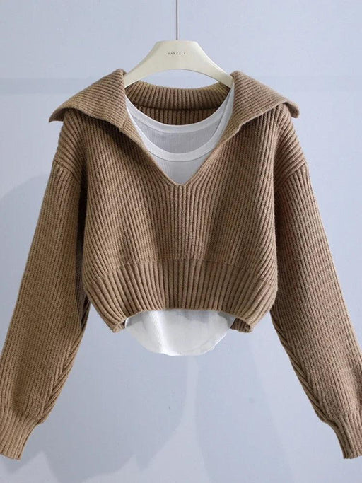 Elegant V-Neck Sweater and Camisole Ensemble - Fall/Winter 2023 Collection