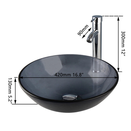 Modern Grey Hand-Painted Bathroom Sink Set with Faucet and Pop-Up Drain