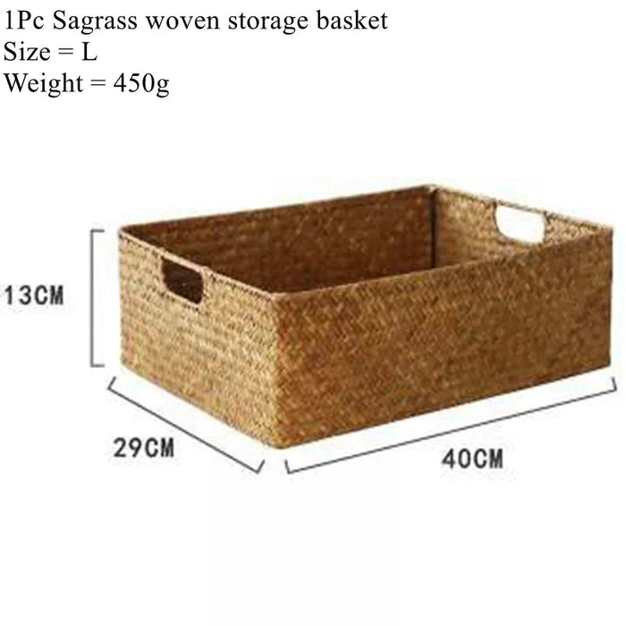 Handwoven Large Seagrass Basket - Elegant Kitchen Organizer for Fruits, Bread, and Towels