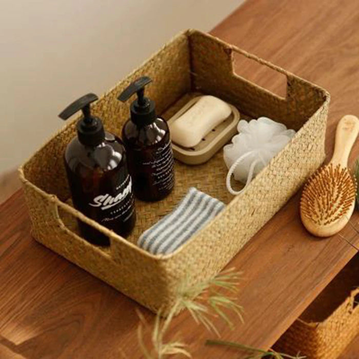 Handwoven Large Seagrass Basket - Elegant Kitchen Organizer for Fruits, Bread, and Towels