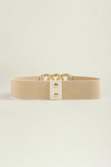 Elegant Wide Elastic Belt with Chic Zinc Alloy Buckle