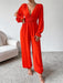 Chic Sheer Ruffled Sleeve Plunge Jumpsuit