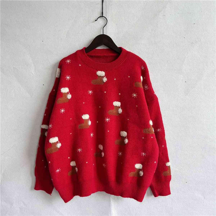 Cheerful Holiday Round Neck Christmas Jumper