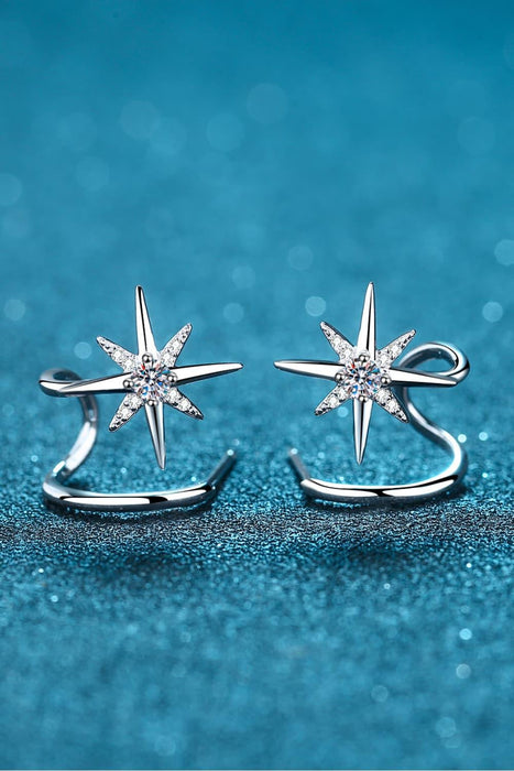 Elegant Moissanite Star Earrings with Durable Rhodium Finish & Warranty Assurance