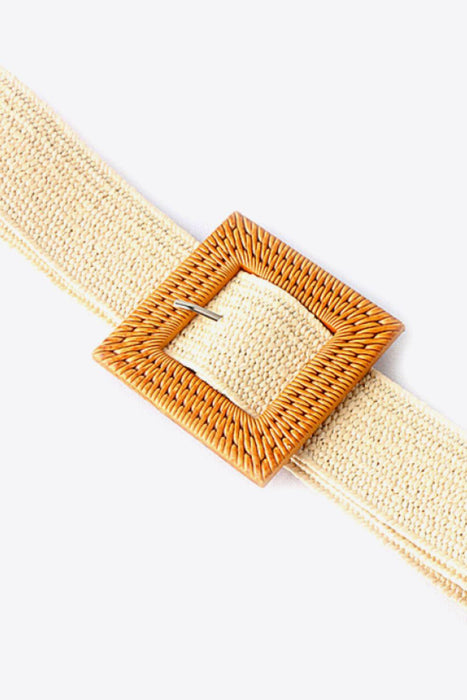 Square Resin Buckle Elastic Braid Belt