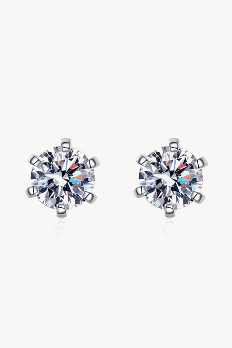 Dazzling Sterling Silver Moissanite Stud Earrings - Luxe Gemstone Accessories