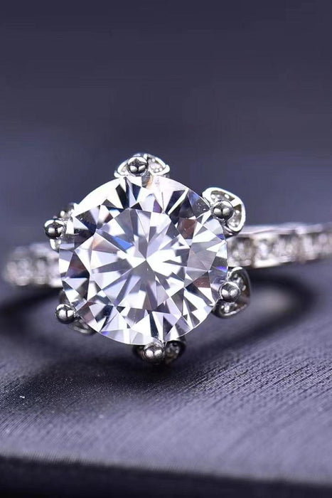 Elegant Heart Moissanite Ring with Platinum Accents in Sterling Silver