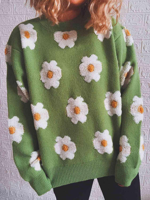 Floral Bliss Long Sleeve Knit Sweater