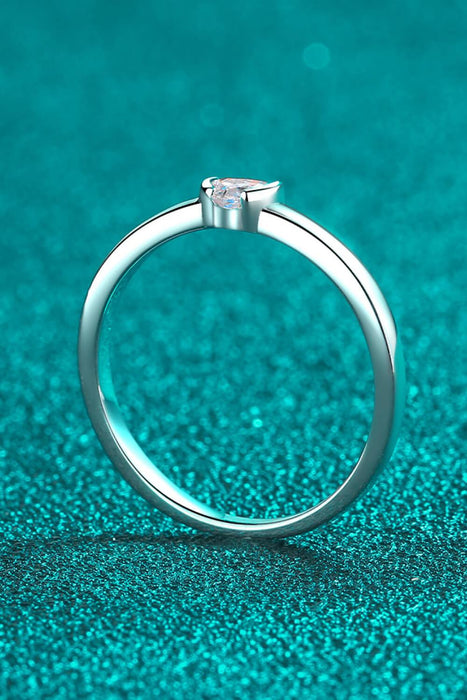 Radiant Heart Lab-Diamond Ring in Platinum-Plated Sterling Silver