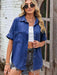 Chic Longline Denim Jacket with Classic Collar and Practical Pockets