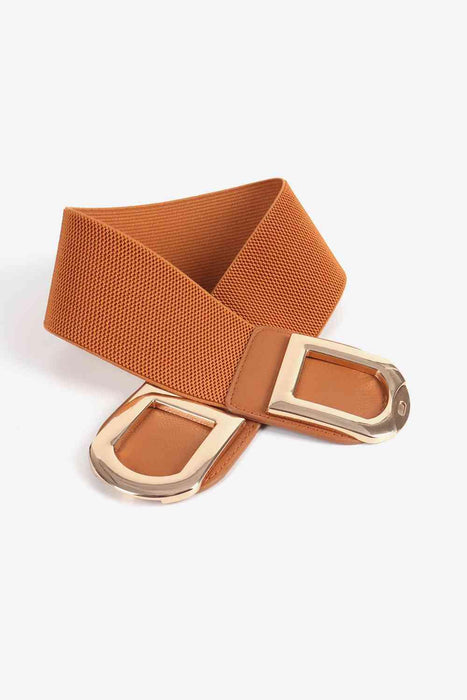 Chic Elastic PU Leather Belt with Stylish Double D Buckle