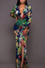 Floral Print V-Neck Maxi Dress with Elegant Leg Split - Elegant Floral Maxi Dress for Various Occasions