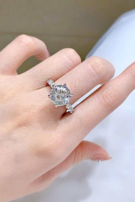 Radiant Moissanite Statement Ring: 5 Carat Center Stone with Side Stones