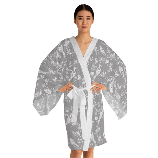 Artistic Japanese Bird Kimono Robe - Luxe Comfort and Elegant Design