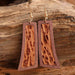 Rustic Wood and Leather Geometric Drop Earrings with Western Influence