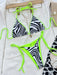Zebra Obsession Two-Piece Halter Bikini Set with Adjustable Tie