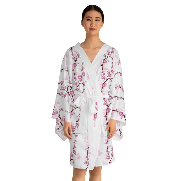 Personalized Luxury Japanese Floral Bell-Sleeve Kimono Robe