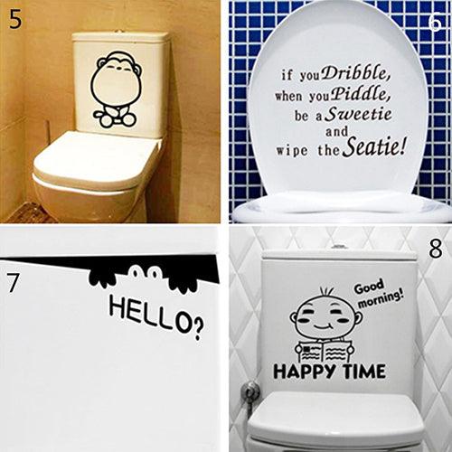 Whimsical Cartoon PVC Toilet Decal - Adorable Bathroom Decoration Kit