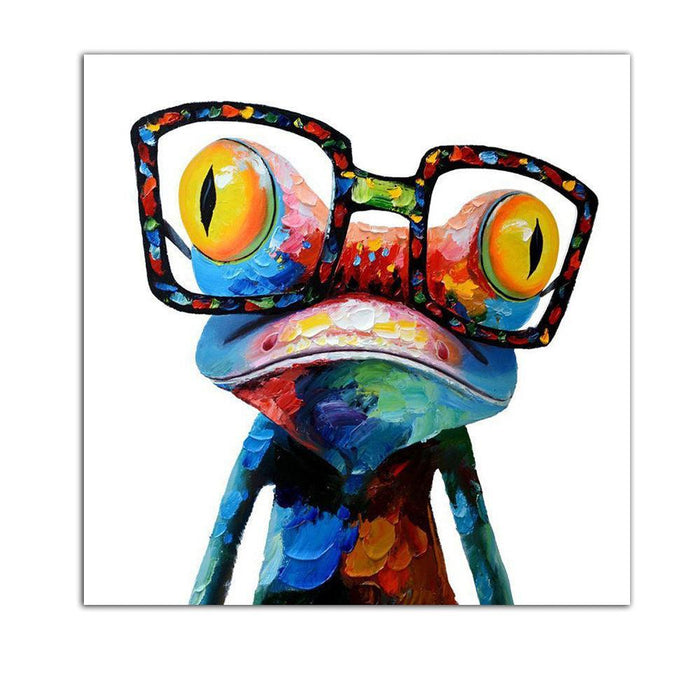 Whimsical Frog with Spectacles Canvas Art - Contemporary Home Decor Piece