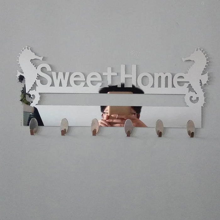 Sea Horse Patterned Adhesive Garage Wall Hook Rack with Elegant Home Accent