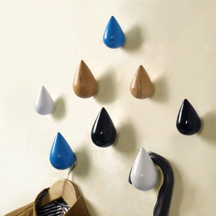 Water Drop Wooden Coat Hook Hanger for Bedroom Wall Decor