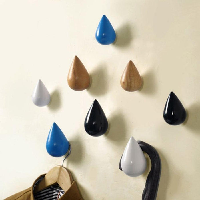 Artistic Wooden Water Droplet Coat Hook for Chic Bedroom Organization