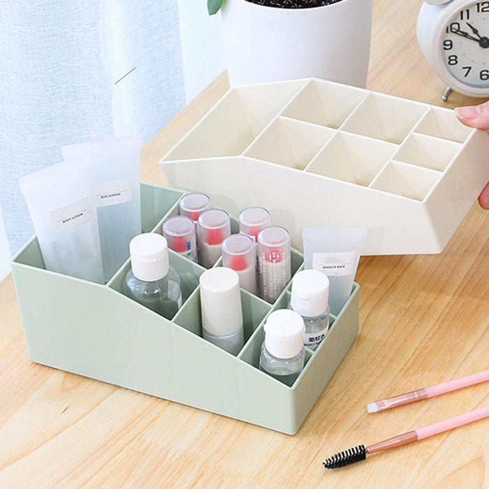 Cosmetics Storage Box with Solid Color Design - Desk and Table Organizer
