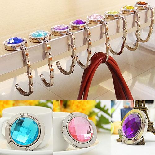 Elegant Rhinestone Handbag Support Stand with Foldable Hook