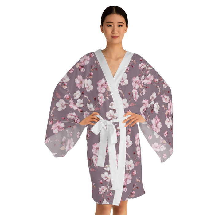 Japanese Blossom Serenity Kimono Robe with Bell Sleeves